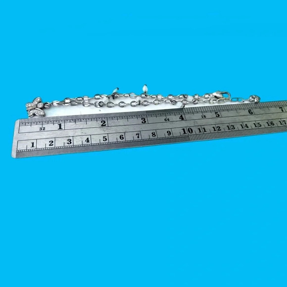 Brighton Butterfly Ankle Bracelet.  Small beads.  Silver plated. - Picture 4 of 4